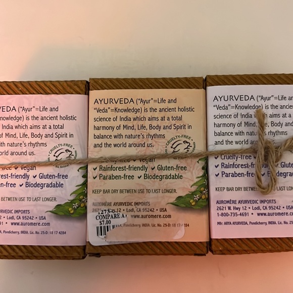 2/$20 Auromere (3) Pack of Soap Vegan and Paraben Free - Picture 3 of 3